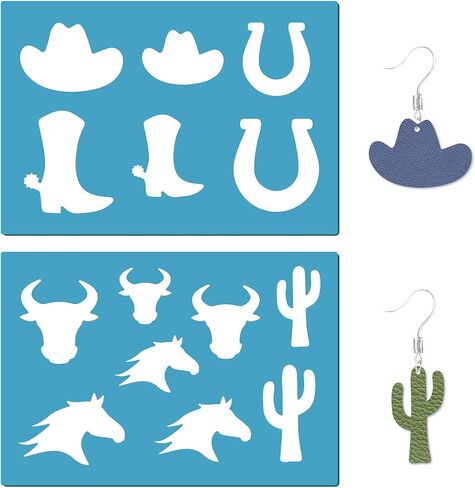Gorgecraft 5x3.5inch 2 Styles Western Cowboy Stencil أحذية قابلة لإعادة الاستخدام قبعة الحصان نمط الرسم مستنسخة القطع الجلود لأقراط المجوهرات صنع اللوحة على الحائط الخشبي المنزل in Kuwait