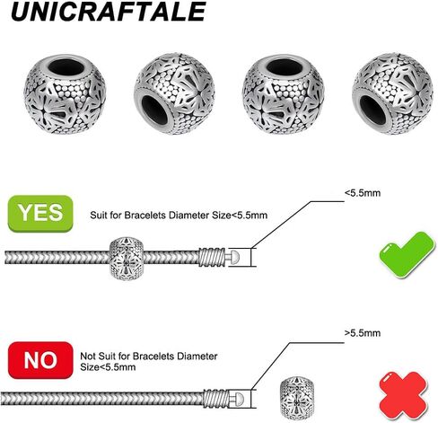 UNICRAFTALE 8Pcs 304 Stainless Steel Round European Beads Antique Silver Rondelle with Cross Large Hole Spacer Beads Parachute Cord Beads for Hair Beard Bracelets Jewelry Making 13.5mm in Diameter in Saudi Arabia