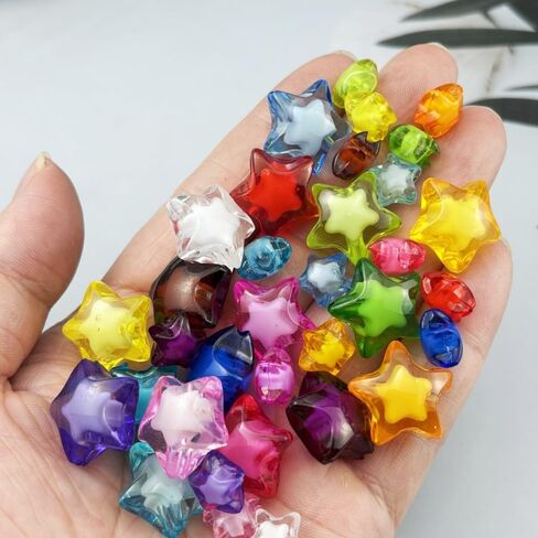 200pcs 11mm Acrylic Star Beads Spacer Beads for DIY Jewelry Making Bracelet Necklace Key Chains Handmade Craft(Red) in Kuwait