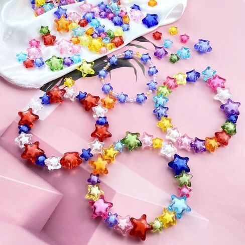 200pcs 11mm Acrylic Star Beads Spacer Beads for DIY Jewelry Making Bracelet Necklace Key Chains Handmade Craft(Red) in Kuwait