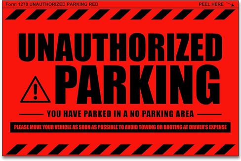 100 MESS Parking Violation Stickers Hard to Remove - No Parking Stickers - Bad Parking Stickers - Super Sticky Warning Stickers for Towing Parked Cars 8x5 in (Red Unauthorized, 100) in Saudi Arabia