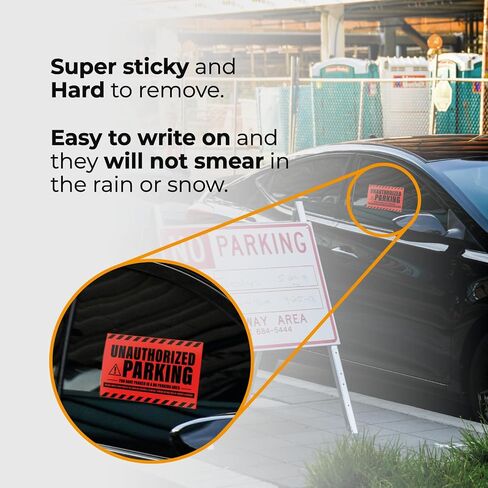 100 MESS Parking Violation Stickers Hard to Remove - No Parking Stickers - Bad Parking Stickers - Super Sticky Warning Stickers for Towing Parked Cars 8x5 in (Red Unauthorized, 100) in Saudi Arabia