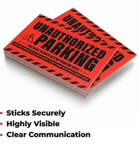 100 MESS Parking Violation Stickers Hard to Remove - No Parking Stickers - Bad Parking Stickers - Super Sticky Warning Stickers for Towing Parked Cars 8x5 in (Red Unauthorized, 100) in Saudi Arabia