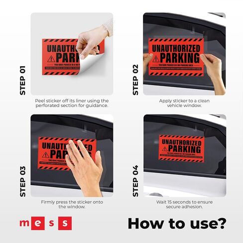 100 MESS Parking Violation Stickers Hard to Remove - No Parking Stickers - Bad Parking Stickers - Super Sticky Warning Stickers for Towing Parked Cars 8x5 in (Red Unauthorized, 100) in Saudi Arabia