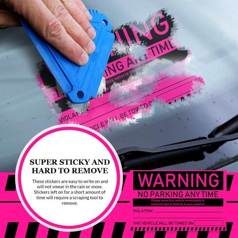 100 MESS Parking Violation Stickers Hard to Remove - No Parking Stickers - Bad Parking Stickers - Super Sticky Warning Stickers for Towing Parked Cars 8x5 in (Red Unauthorized, 100) in Saudi Arabia