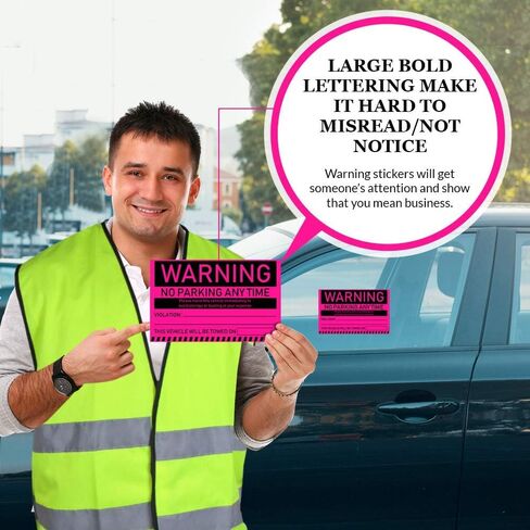 100 MESS Parking Violation Stickers Hard to Remove - No Parking Stickers - Bad Parking Stickers - Super Sticky Warning Stickers for Towing Parked Cars 8x5 in (Red Unauthorized, 100) in Saudi Arabia