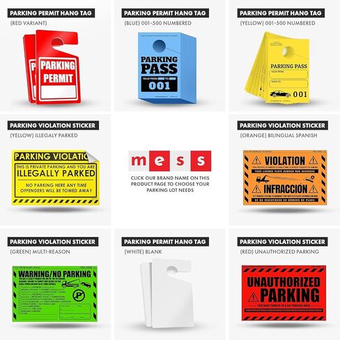 100 MESS Parking Violation Stickers Hard to Remove - No Parking Stickers - Bad Parking Stickers - Super Sticky Warning Stickers for Towing Parked Cars 8x5 in (Red Unauthorized, 100) in Saudi Arabia