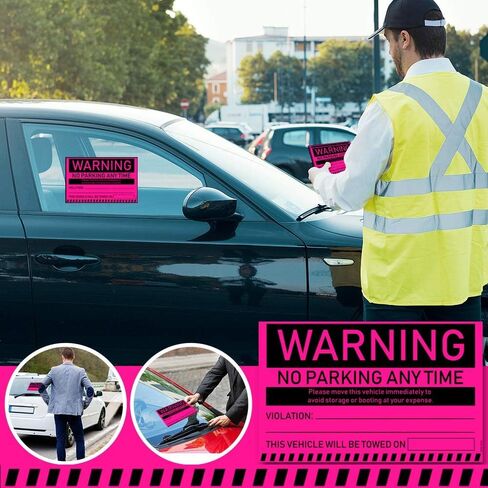 100 MESS Parking Violation Stickers Hard to Remove - No Parking Stickers - Bad Parking Stickers - Super Sticky Warning Stickers for Towing Parked Cars 8x5 in (Red Unauthorized, 100) in Saudi Arabia
