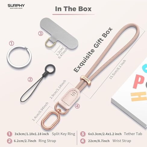 SURPHY Phone Wrist Strap, Keychain Wristlet, Phone Strap Charm with Tether Tab, Cellphone Lanyard Wrist, Key Chain for Women in Kuwait