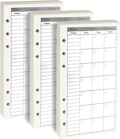 A6 Monthly Planner Insert Refill Paper, Undated 6 Holes Punched Office College Filler Paper, 100gsm 135sheets/270 pages Loose-leaf Binder Paper for 6 Ring Binder Journal Notebook(3.74" x 6.77") in Saudi Arabia