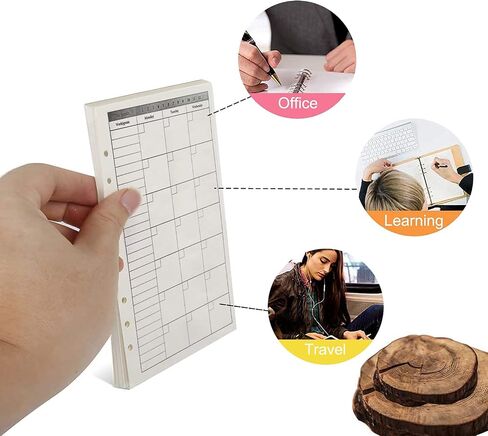 A6 Monthly Planner Insert Refill Paper, Undated 6 Holes Punched Office College Filler Paper, 100gsm 135sheets/270 pages Loose-leaf Binder Paper for 6 Ring Binder Journal Notebook(3.74" x 6.77") in Saudi Arabia