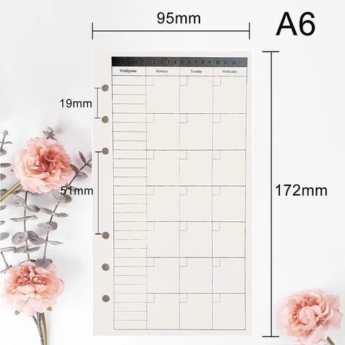 A6 Monthly Planner Insert Refill Paper, Undated 6 Holes Punched Office College Filler Paper, 100gsm 135sheets/270 pages Loose-leaf Binder Paper for 6 Ring Binder Journal Notebook(3.74" x 6.77") in Saudi Arabia