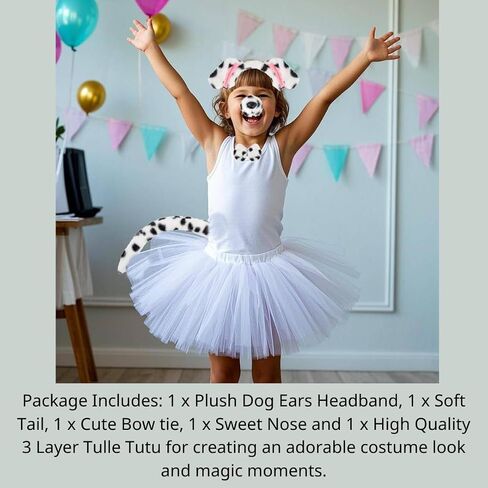 Kirei Sui Kids Animal Costume Dalmatians Nose Tutu Ear Headband Bowtie Tail 5pcs Set in Kuwait