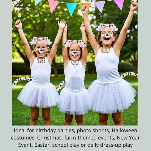 Kirei Sui Kids Animal Costume Dalmatians Nose Tutu Ear Headband Bowtie Tail 5pcs Set in Kuwait