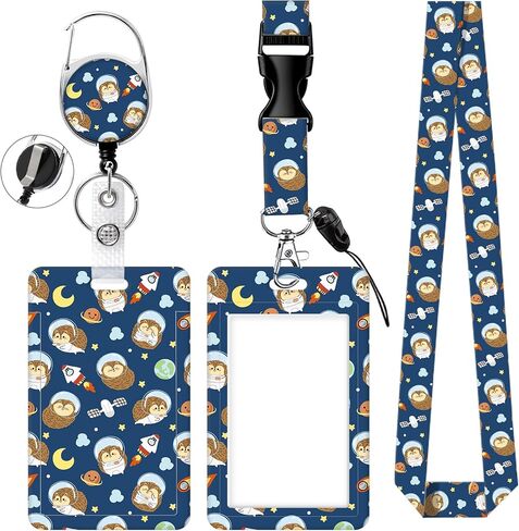 Lanyards for Id Badges, Cute Holder with Heavy Duty Retractable Reel Clip, Funny Work Card Name Tag Keychain Lanyard Vertical ID Card Holder for Women Nurse Doctor Teacher Student(Cute Hedgehog) in Saudi Arabia