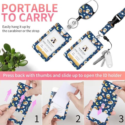 Lanyards for Id Badges, Cute Holder with Heavy Duty Retractable Reel Clip, Funny Work Card Name Tag Keychain Lanyard Vertical ID Card Holder for Women Nurse Doctor Teacher Student(Cute Hedgehog) in Saudi Arabia