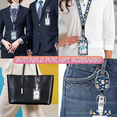 Lanyards for Id Badges, Cute Holder with Heavy Duty Retractable Reel Clip, Funny Work Card Name Tag Keychain Lanyard Vertical ID Card Holder for Women Nurse Doctor Teacher Student(Cute Hedgehog) in Saudi Arabia
