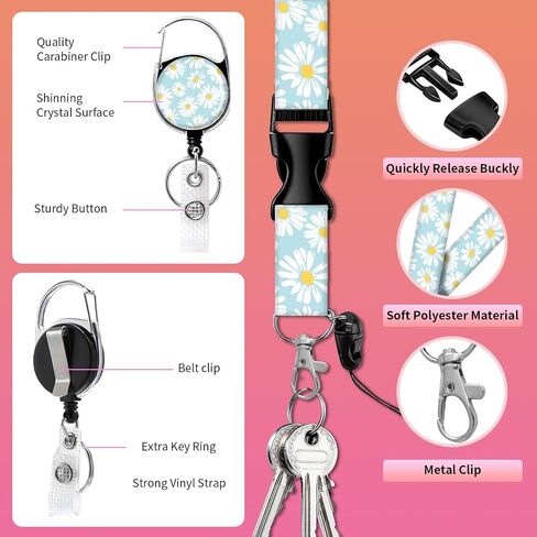 Lanyards for Id Badges, Cute Holder with Heavy Duty Retractable Reel Clip, Funny Work Card Name Tag Keychain Lanyard Vertical ID Card Holder for Women Nurse Doctor Teacher Student(Cute Hedgehog) in Saudi Arabia