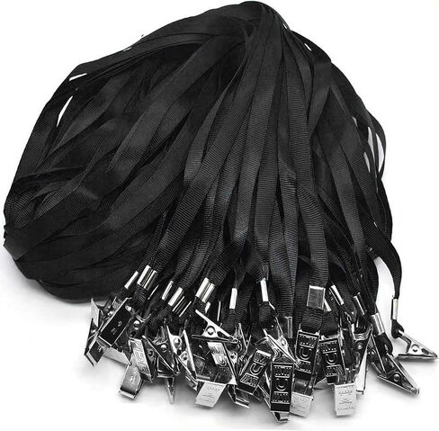 Beebel Black Lanyards, 50pcs 32 Inch Lanyard for ID Name Tag Badge Holders in Kuwait