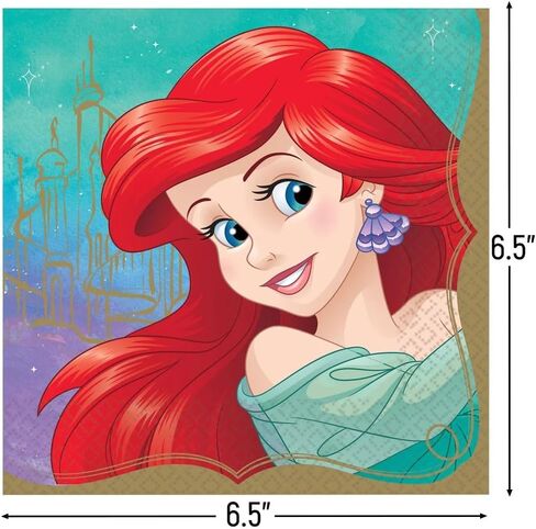Disney Princess Luncheon Napkins, 6.5" (16-Pack) - Deluxe Party Napkins, Perfect for Themed Parties and Celebrations, Ariel in Saudi Arabia
