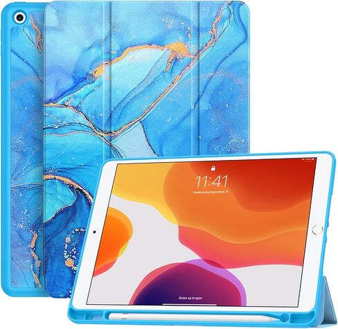Soke New iPad 10.2 Case with Pencil Holder for iPad 9th Generation 2021 /8th Gen 2020/7th Gen 2019- Premium Shockproof Case with Soft TPU Back Cover & Auto Sleep/Wake for iPad 10.2 Inch,BookBlack in Kuwait