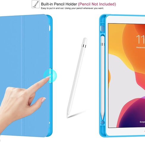Soke New iPad 10.2 Case with Pencil Holder for iPad 9th Generation 2021 /8th Gen 2020/7th Gen 2019- Premium Shockproof Case with Soft TPU Back Cover & Auto Sleep/Wake for iPad 10.2 Inch,BookBlack in Kuwait