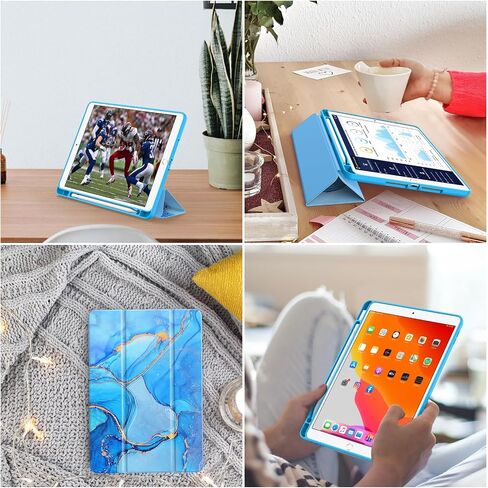 Soke New iPad 10.2 Case with Pencil Holder for iPad 9th Generation 2021 /8th Gen 2020/7th Gen 2019- Premium Shockproof Case with Soft TPU Back Cover & Auto Sleep/Wake for iPad 10.2 Inch,BookBlack in Kuwait