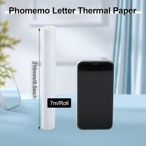4 Rolls 8.5'' x 11'' Phomemo Portable Printer Thermal Paper,US Letter Size, Thermal Roll Paper Compatible with M832 M833 M834 M835 in Kuwait
