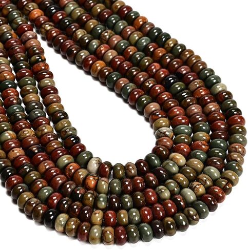 98 Pcs 4x6mm Natural Real Red Creek Jasper Stone Bead Picasso Jasper Gemstone Rondelle Beads for Jewelry Making Necklace Crafts Bracelets in Kuwait