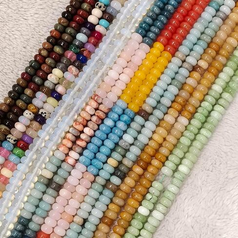 98 Pcs 4x6mm Natural Real Red Creek Jasper Stone Bead Picasso Jasper Gemstone Rondelle Beads for Jewelry Making Necklace Crafts Bracelets in Kuwait
