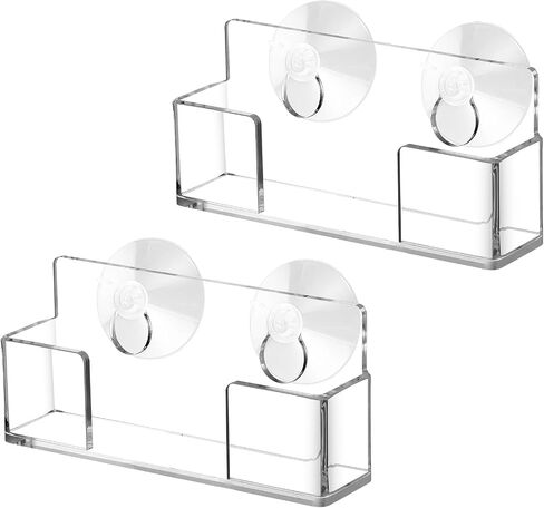 Window Mount Business Card Holder with Suction Cups Acrylic Single Pocket Organizer Clear Card Holder Acrylic Display Storage for Home Office(Classic) in Saudi Arabia