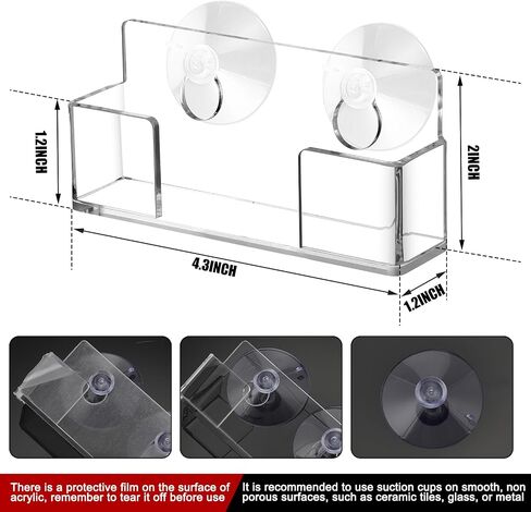 Window Mount Business Card Holder with Suction Cups Acrylic Single Pocket Organizer Clear Card Holder Acrylic Display Storage for Home Office(Classic) in Saudi Arabia