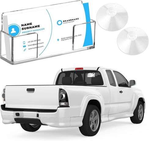 Window Mount Business Card Holder with Suction Cups Acrylic Single Pocket Organizer Clear Card Holder Acrylic Display Storage for Home Office(Classic) in Saudi Arabia