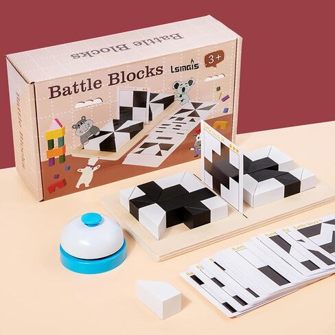 Wooden Puzzle Board Battle Game with 32 PCS Puzzle Blocks, Hidden Blocks 3D Spatial Thinking Training for Kids, Gift for Boys and Girls from 4 5 6 7 8 9 10 11 12 Ages in Saudi Arabia