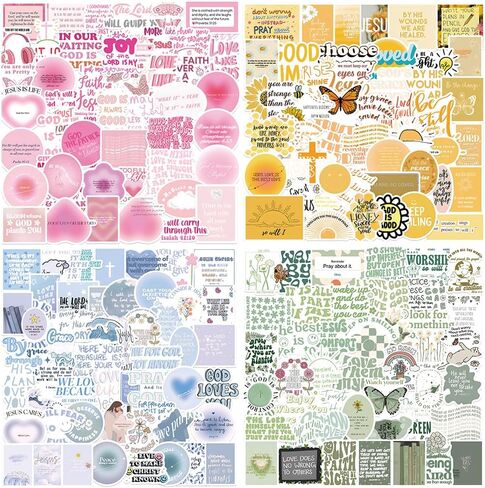 200PCS Bible Stickers, Inspirational Christian Stickers, Bible Verse Stickers, Aesthetic Jesus Faith Stickers for Water Bottles, Religious Christian Gifts for Kids Men and Women in Kuwait