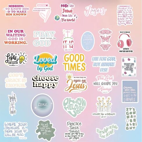200PCS Bible Stickers, Inspirational Christian Stickers, Bible Verse Stickers, Aesthetic Jesus Faith Stickers for Water Bottles, Religious Christian Gifts for Kids Men and Women in Kuwait