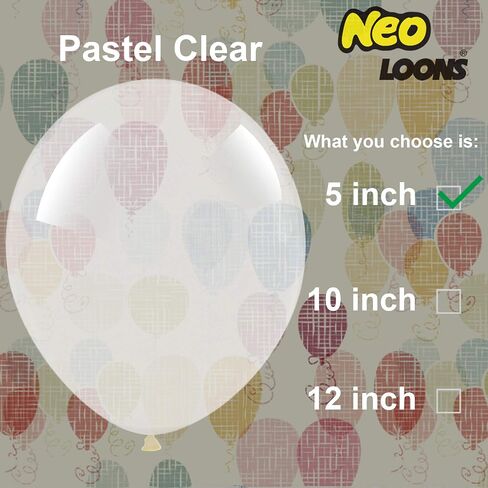 Neo LOONS® 100 pcs 5" Pastel Clear Premium Latex Balloons - Great for Kids, Adult Birthdays, Weddings, Receptions, Baby Showers, Water Fights, or Any Celebration in Kuwait