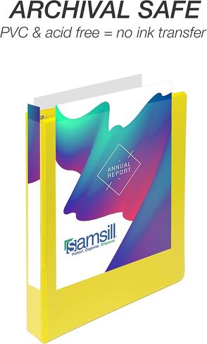 Samsill Durable 1 Inch . , Made in the USA, D Ring . , Customizable Clear View Cover, Yellow, 4 Pack, Each holds 225 Pages in Saudi Arabia