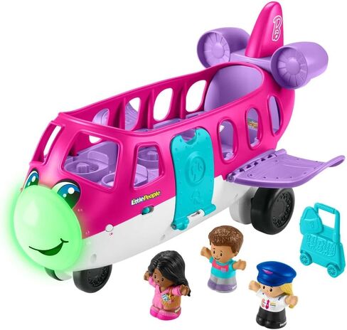 Fisher-Price Little Barbie Dream Airplane Presented By Little People With 1 Airplane, 1 Barbie, 1 Ken, 1 Pilot And 1 Luggage Element, Multilingual, Children's Toy, From 2 Years, HNK77 in Saudi Arabia