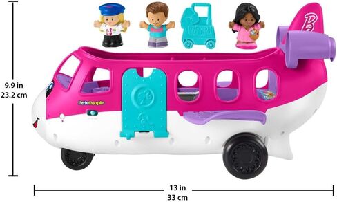 Fisher-Price Little Barbie Dream Airplane Presented By Little People With 1 Airplane, 1 Barbie, 1 Ken, 1 Pilot And 1 Luggage Element, Multilingual, Children's Toy, From 2 Years, HNK77 in Saudi Arabia