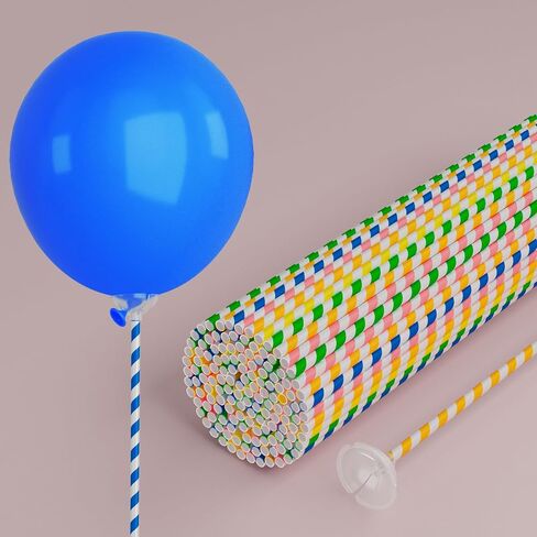 YALLOVE Paper Balloon Sticks Set of 100, Colored Handheld Balloon Holders for Party Favors, Props, Decoration, No Helium Needed in Saudi Arabia