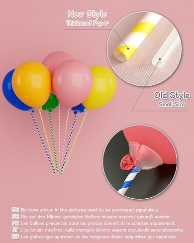 YALLOVE Paper Balloon Sticks Set of 100, Colored Handheld Balloon Holders for Party Favors, Props, Decoration, No Helium Needed in Saudi Arabia