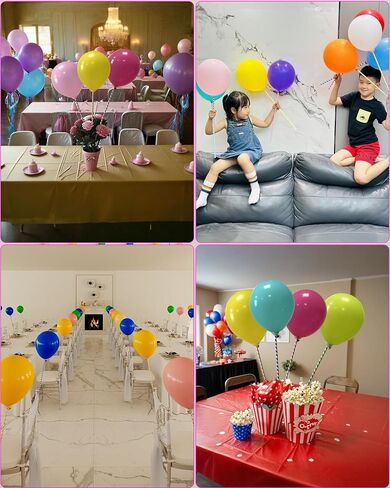 YALLOVE Paper Balloon Sticks Set of 100, Colored Handheld Balloon Holders for Party Favors, Props, Decoration, No Helium Needed in Saudi Arabia