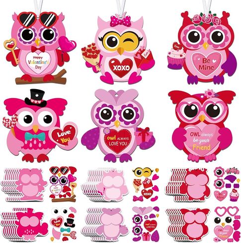 Chiisong 48 Pcs Valentine's Day Craft Kits DIY Valentine's Heart Craft Set Valentine's Heart Ornaments Kit Make Your Own Valentine's Hearts Craft for School Gift Home Classroom Game Activities(Gnome) in Kuwait