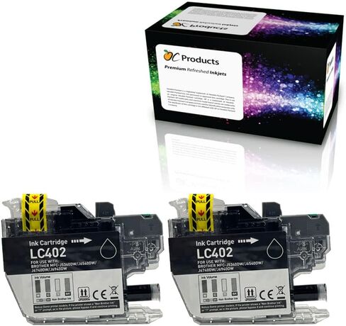 بديل خرطوشة الحبر المتوافقة مع Brother LC402 2 Pack لـ MFC-J5340DW MFC-J6540DW MFC-J6740DW MFC-J6940DW (2 أسود) in Kuwait