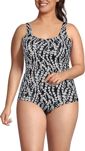 Lands' End Womens Chlorine Resistant Tugless Tank Soft Cup One Piece Swimsuit Deep Sea Navy Long Torso 18 in Saudi Arabia