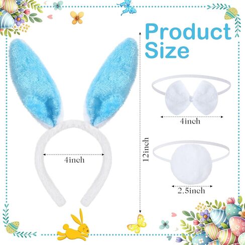 Tutu Easter Baskets Easter Costume Ruffled Tulle Fluffy Ears and Bunny Headband Bow Tie Tail Party Favors Gift for Girls DIY Egg Playset Decorations(Pink) in Kuwait