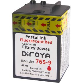 765-9 Ink Cartridge High Yield Replacement for Compatible Pitney Bowes SendPro C Auto DM300c DM400c DM450c DM475c and G900 Postage Meter Red Ink Fluorescent