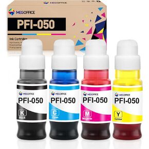 Compatible Pigment Ink Bottle Replacement for Canon PFI-050 PFI050 Ink Refill PFI 050 Ink Bottles for Canon imagePROGRAF TC-20 TC-20M Ink Tank 70ML (4-Pack, Black Cyan Magenta Yellow)