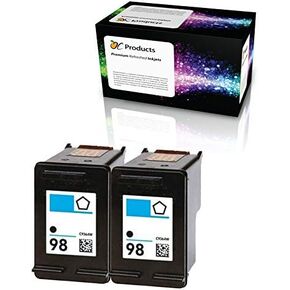 Refilled Ink Cartridge Replacement for HP 98 for Officejet 150 100 H470 PhotoSmart D5160 C4180 2570 8030 8049 (2 Black)